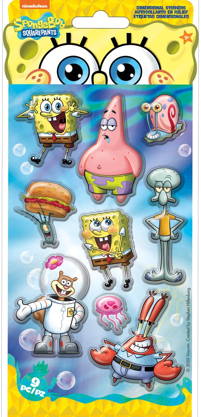 EK SUCCESS SpongeBob SquarePants Stickers - American Crafts Nickelodeon Cartoon Character Decals for Scrapbooking, Journals, DIY Crafts & Kids Room Decor
