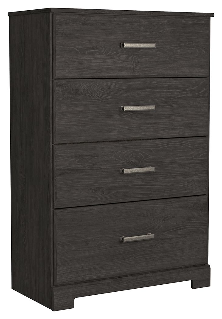 Belachime 4-Drawer Charcoal Dresser - Stylish Storage Solution for Bedroom, Living Room, or Office Organization