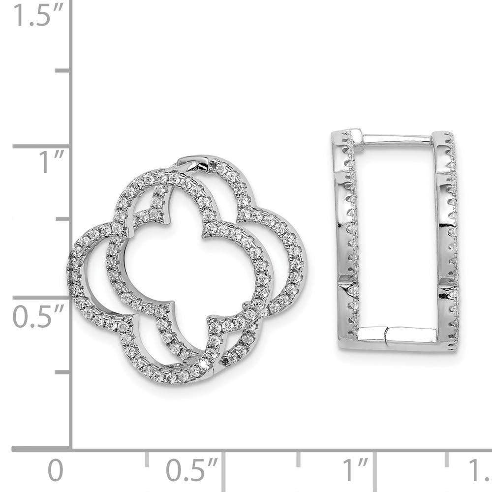 925 Sterling Silver Cubic Zirconia Quatrefoil Hinged Hoop Earrings for Women - Elegant Fine Jewelry Gift for Her - Perfect for Weddings, Parties & Special Occasions