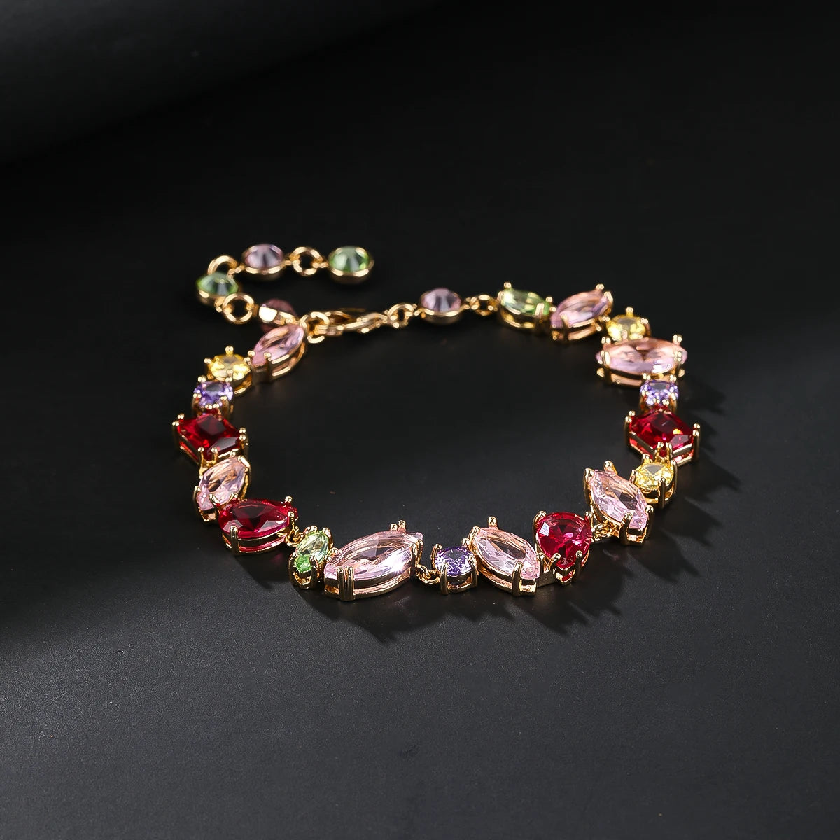Trendy Cubic Zirconia Crystal Glitter Gold Plated Bracelet for Women - Elegant Wedding, Bridal Party, Anniversary Gift Jewelry - Perfect for Special Occasions & Everyday Wear CK10193
