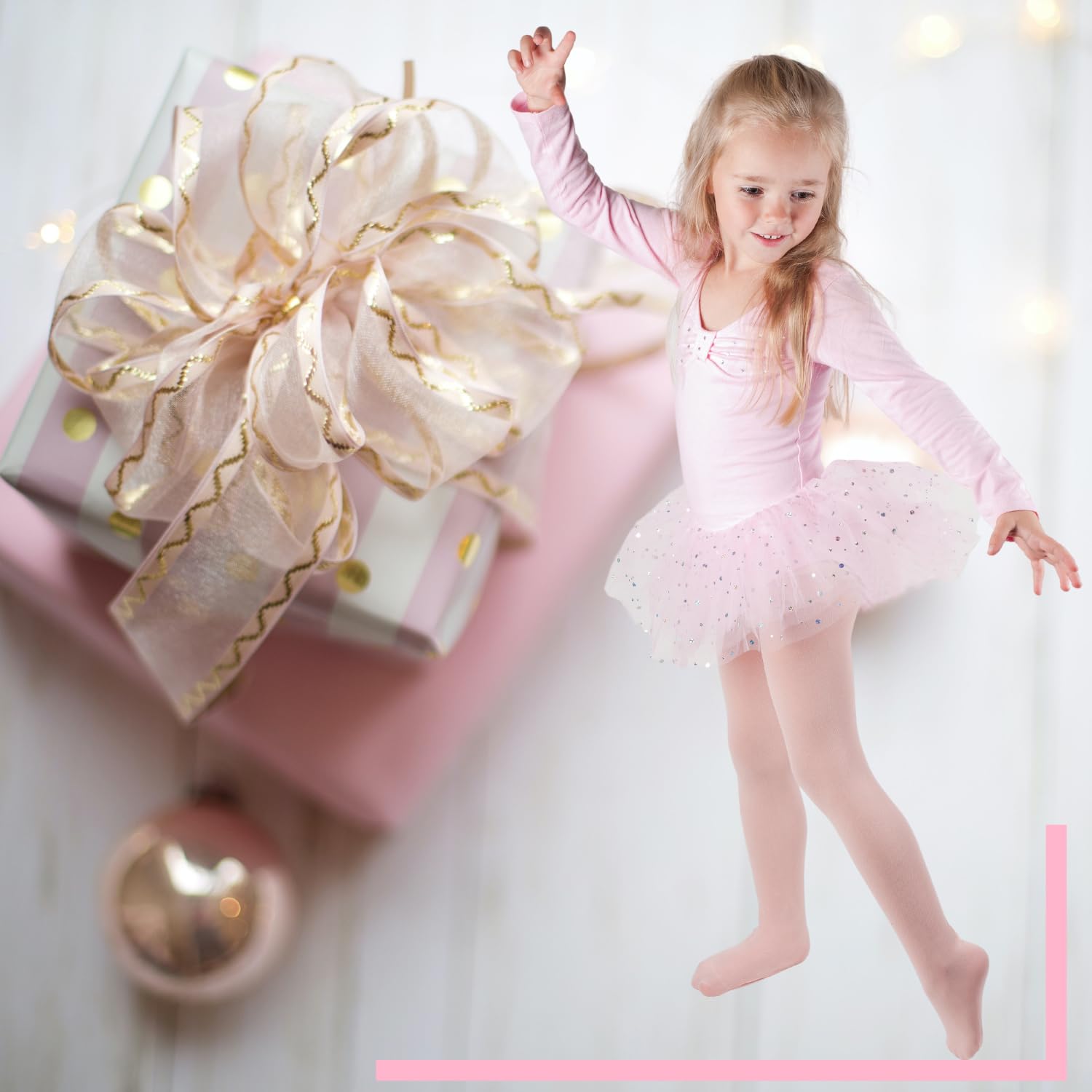 DOOVID Toddler Girls Ballet Tights - Stretchable Footed Dance Stockings for Ballet Class & School Uniform | Perfect for Dance Recitals, Performances & Everyday Wear