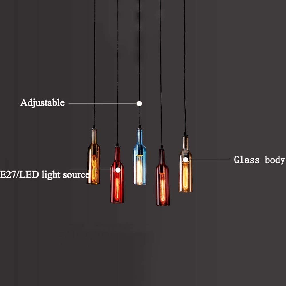 Modern LED Chandelier Light - Creative Wine Bottle Glass Design, Adjustable Beer-Themed Ceiling Pendant Lamp with Professional Materials for Bars, Restaurants & Home Decor | Perfect for Dining Rooms, Living Rooms & Commercial Spaces