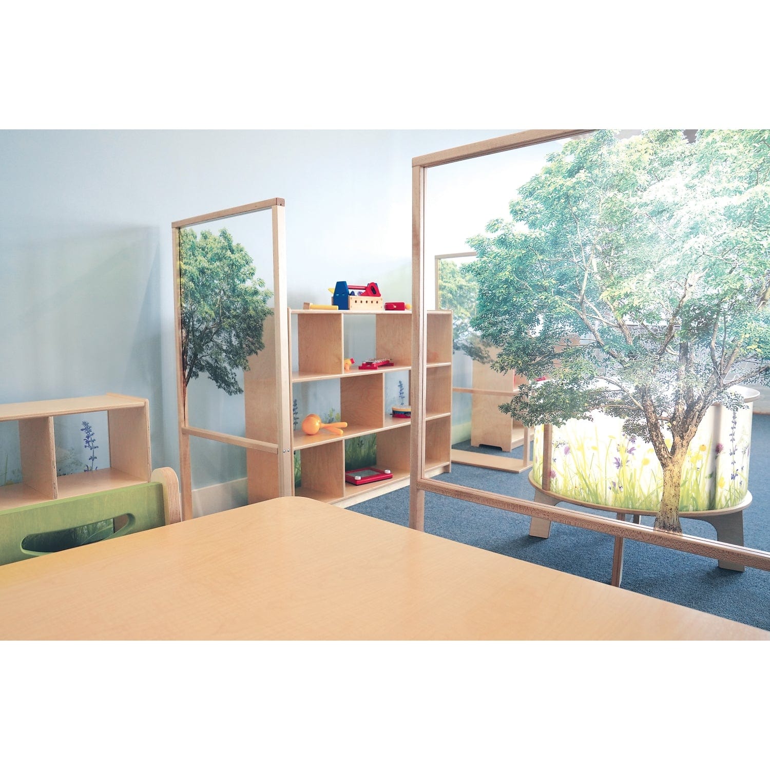 Nature View Floor Standing Partition 48W - Privacy Screen Room Divider for Office, Home & Events - Adjustable Height & Durable Design