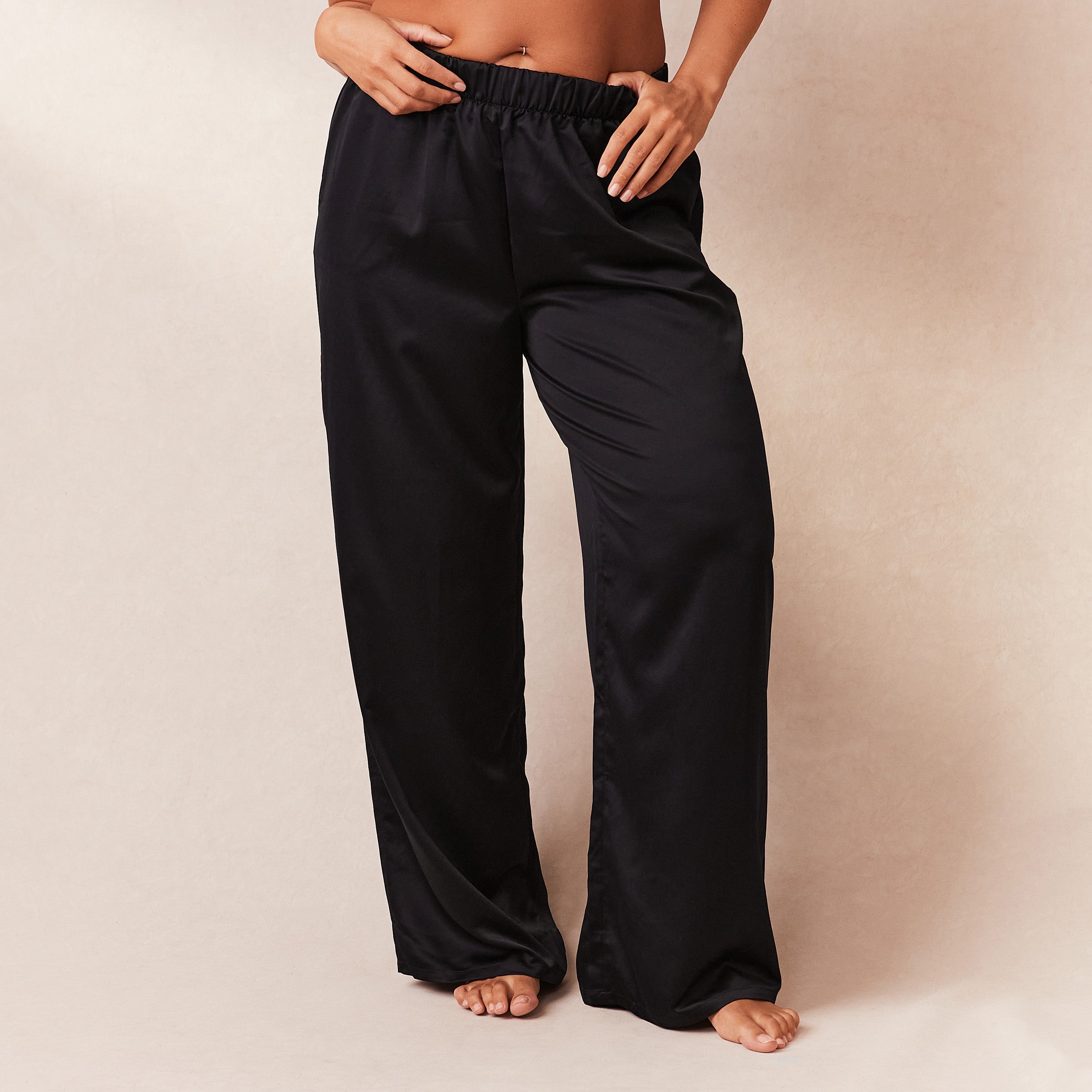 Classic Black Satin Pyjama Pants for Women - Soft & Comfortable Sleepwear for Lounge & Bedtime