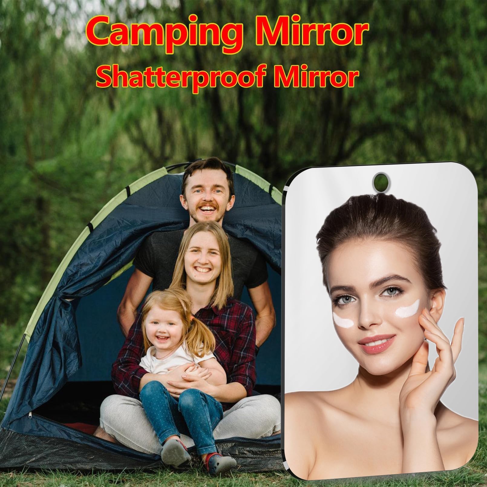 Unbreakable Shower Mirror for Shaving - Large 10.8x7.8 Inch Fogless Bathroom Mirror with Strong Adhesive Mount, Perfect for Men's Grooming, Travel & Camping - Ideal for Home, Gym and Outdoor Use