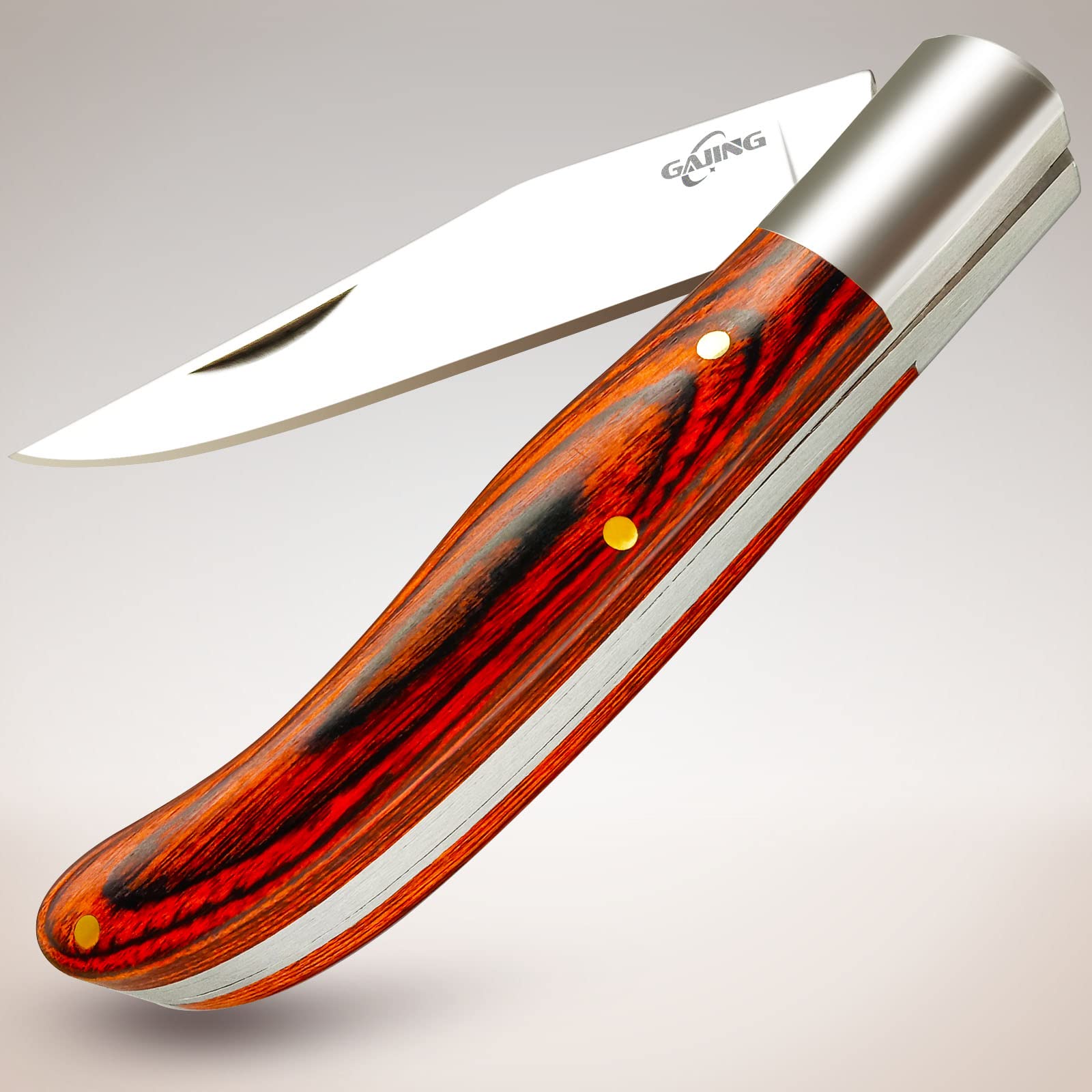 Premium Red Cherry Wood Handle Pocket Knife - 3 Inch Stainless Steel Blade, Old Timer's Traditional Barlow Folding Knife for Men & Women | Perfect EDC, Camping, Hiking & Everyday Carry