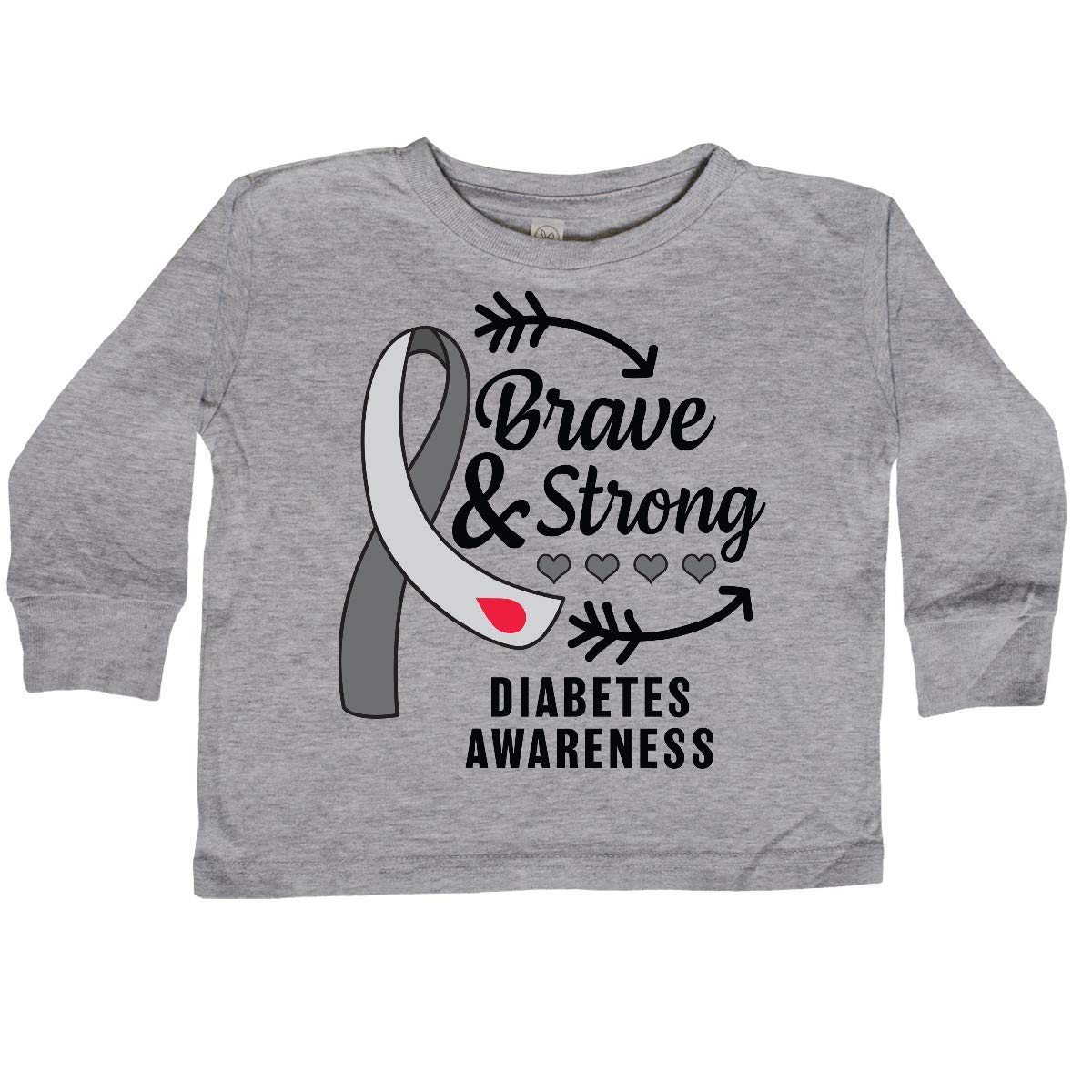 Diabetes Awareness Brave & Strong Toddler Tee - Comfortable Long Sleeve Shirt for Kids