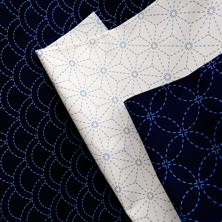 Premium Sashiko Cotton Fat Quarters - Japanese Stitching Fabric for Quilting, Sewing & DIY Projects - Perfect for Patchwork, Bags & Home Decor
