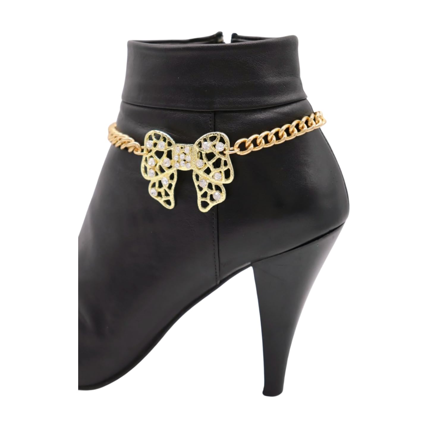 Women's Western Boot Chain Bracelet - Gold Shoe Charm Anklet with Bow Tie Ribbon for Cowgirl Fashion | Perfect for Country Concerts, Rodeos & Western Style Outfits