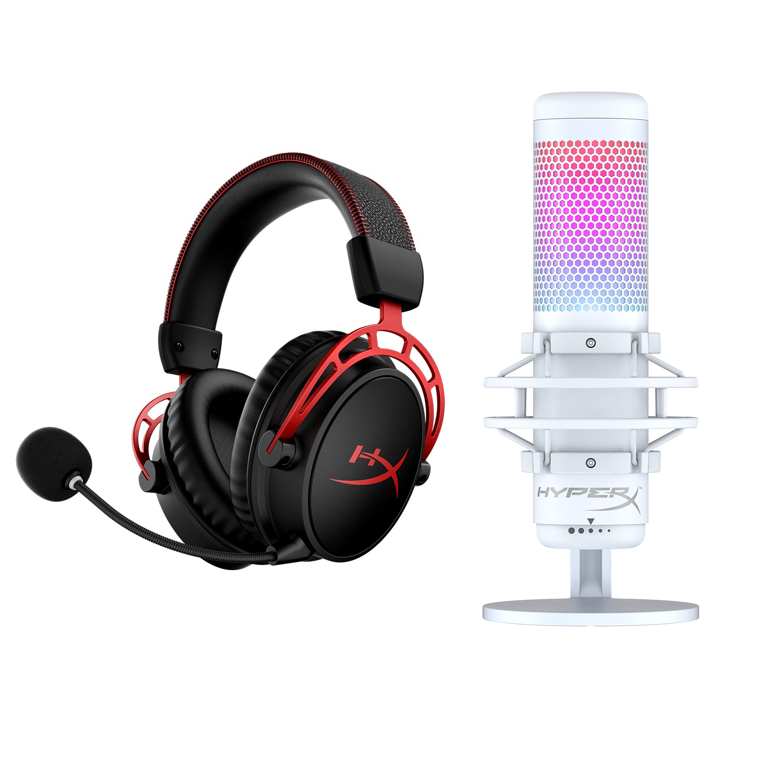 HyperX Cloud Alpha Wireless Gaming Headset with QuadCast S RGB USB Microphone Bundle - Perfect for PC, PS5, Xbox Series X|S Gaming & Streaming