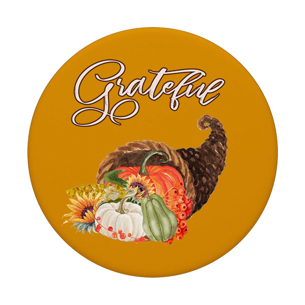 Grateful Cornucopia Horn of Plenty Phone Grip - Pumpkin & Sunflower PopSockets Stand for iPhone, Samsung & Tablets | Perfect for Thanksgiving Decor & Fall Home Accessories