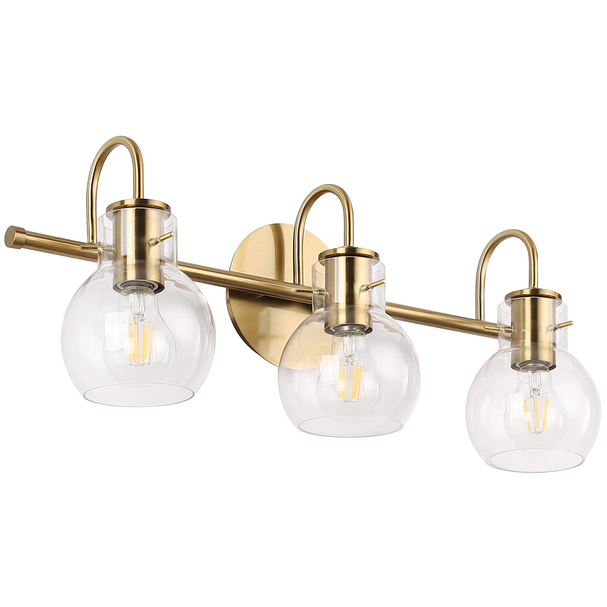 Vintage Black & Brass Bathroom Vanity Light Fixture Set - SOLFART 7600-3 Lights with V6888-3 Gold Accents (Bulbs Not Included) | Elegant Lighting for Bathroom, Powder Room & Dressing Area