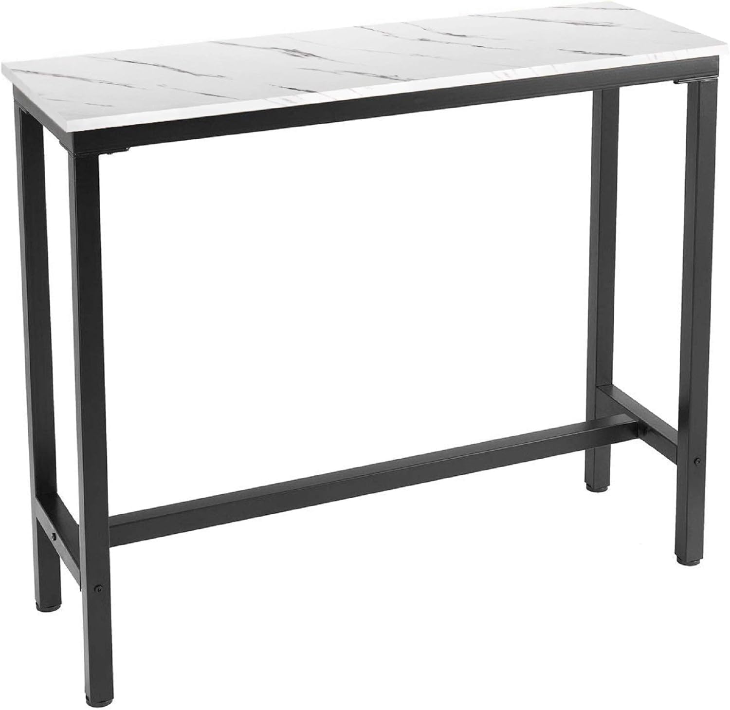 Ironstone 47-Inch White Pub Table - MDF Laminate Marble Top Bar Height Dining Table for Kitchen, Coffee, Writing & Computer Use - Perfect for Small Spaces, Apartments & Indoor Dining Areas