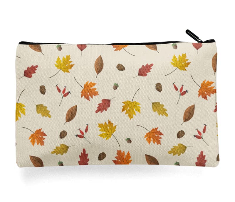 Multipurpose Canvas Pouch for Travel Organizer - Waterproof Cosmetic & Stationery Storage Bag, Gadget Pouch, Handbag Accessory (Maple Leaves Design) - Perfect for Daily Use, Camping, Office & School Essentials