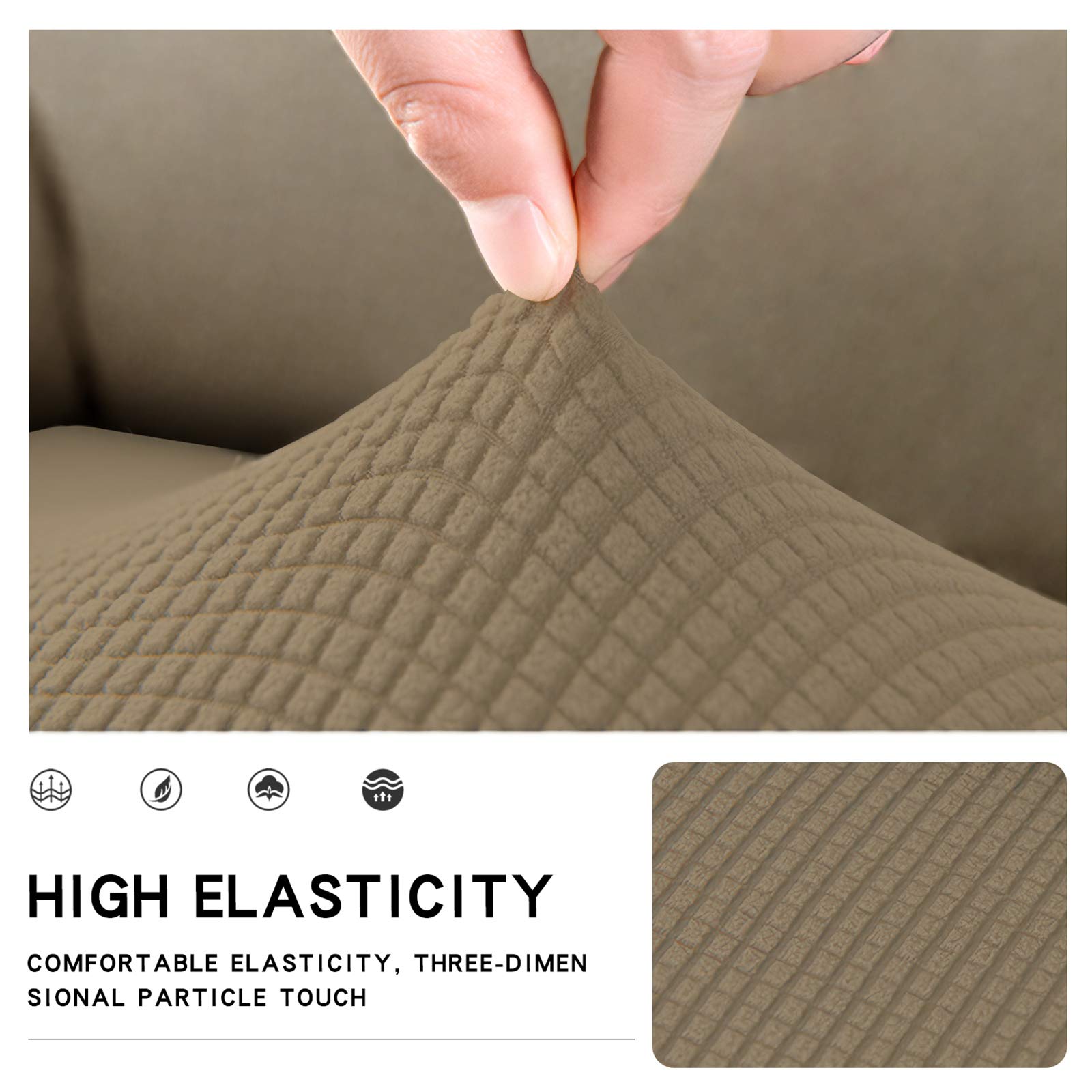 Stretch Loveseat Cushion Cover - Soft Elastic Sofa Slipcover Protector for Furniture (Tan) | Perfect for Living Room, Bedroom & Home Decor