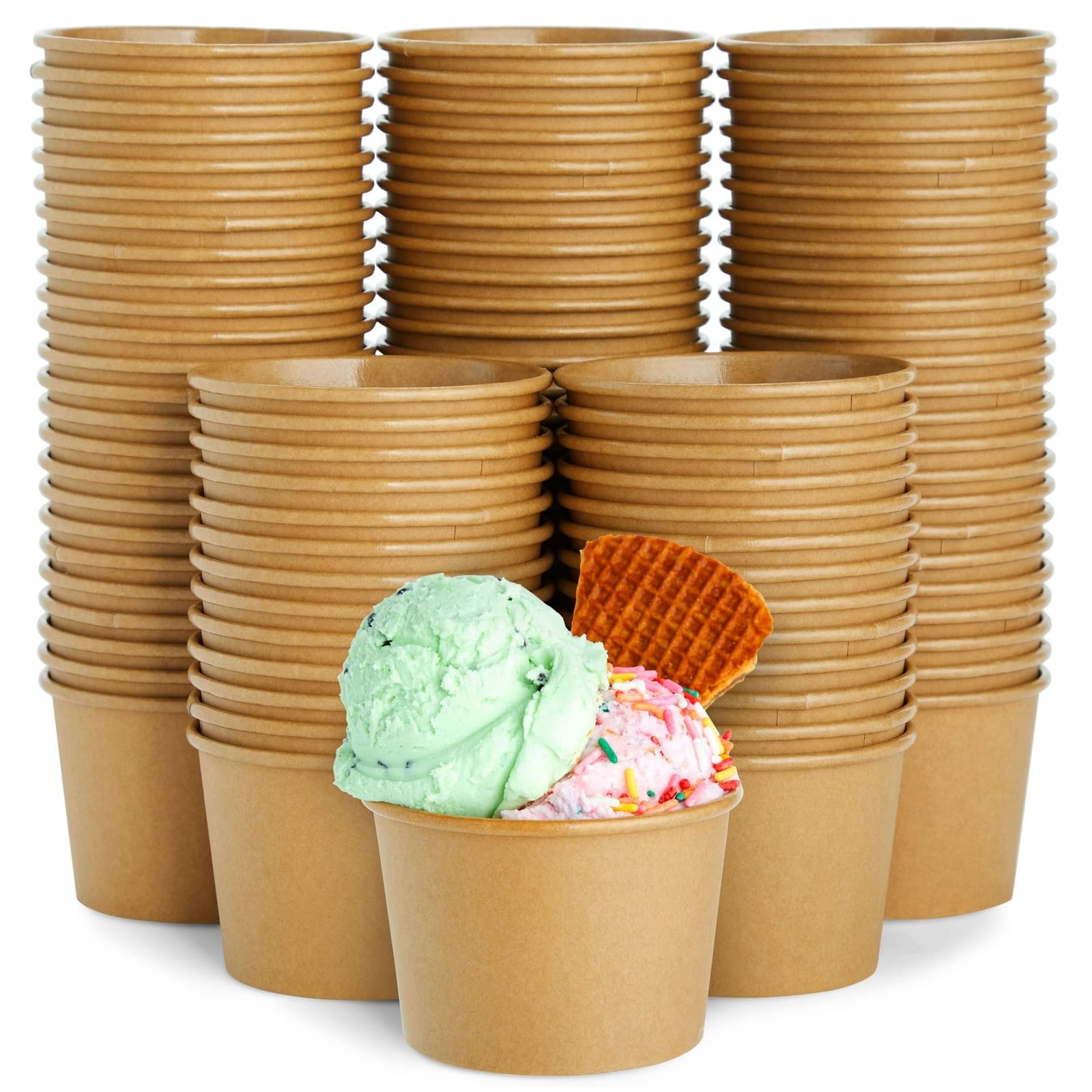 Juvale 100 Pack 8 oz Disposable Paper Ice Cream Cups - Eco-Friendly Dessert Bowls for Sundae Bars, Frozen Yogurt, Ice Cream, Party Serving | Perfect for Birthday Parties, Catering Events & Home Use