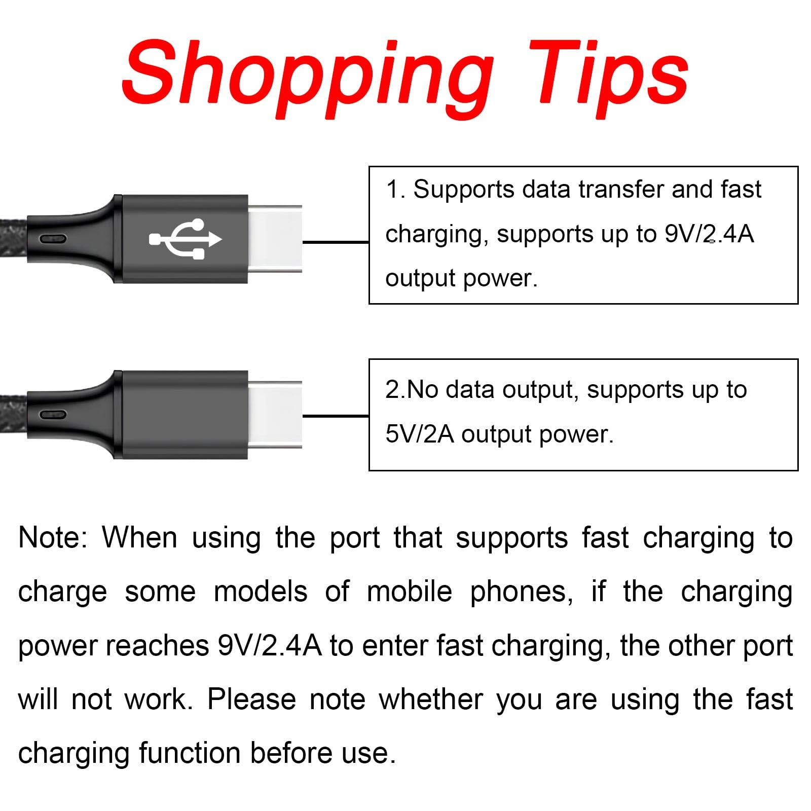 4FT 2-Pack Dual USB C Splitter Cable - 2-in-1 Multi Charging Nylon Braided Cord - USB A to Double USB C Port Compatible with iPhone 16/15, iPad Pro/Air, Samsung S24, Moto, Google Pixel 8, LG - Perfect for Home, Office & Travel Charging Solutions