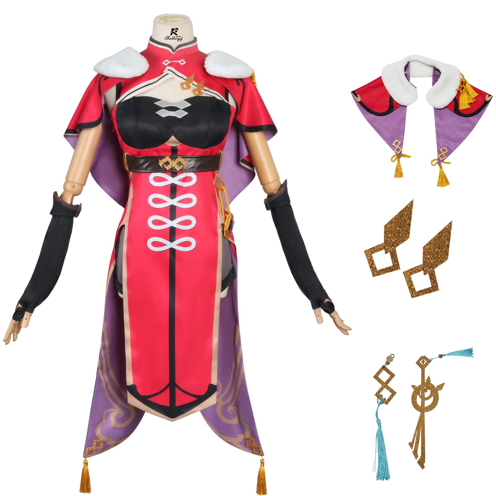Genshin Impact Hu Tao Venti Amber Cosplay Costume Full Set - Halloween Anime Game Character Outfit for Conventions & Roleplay