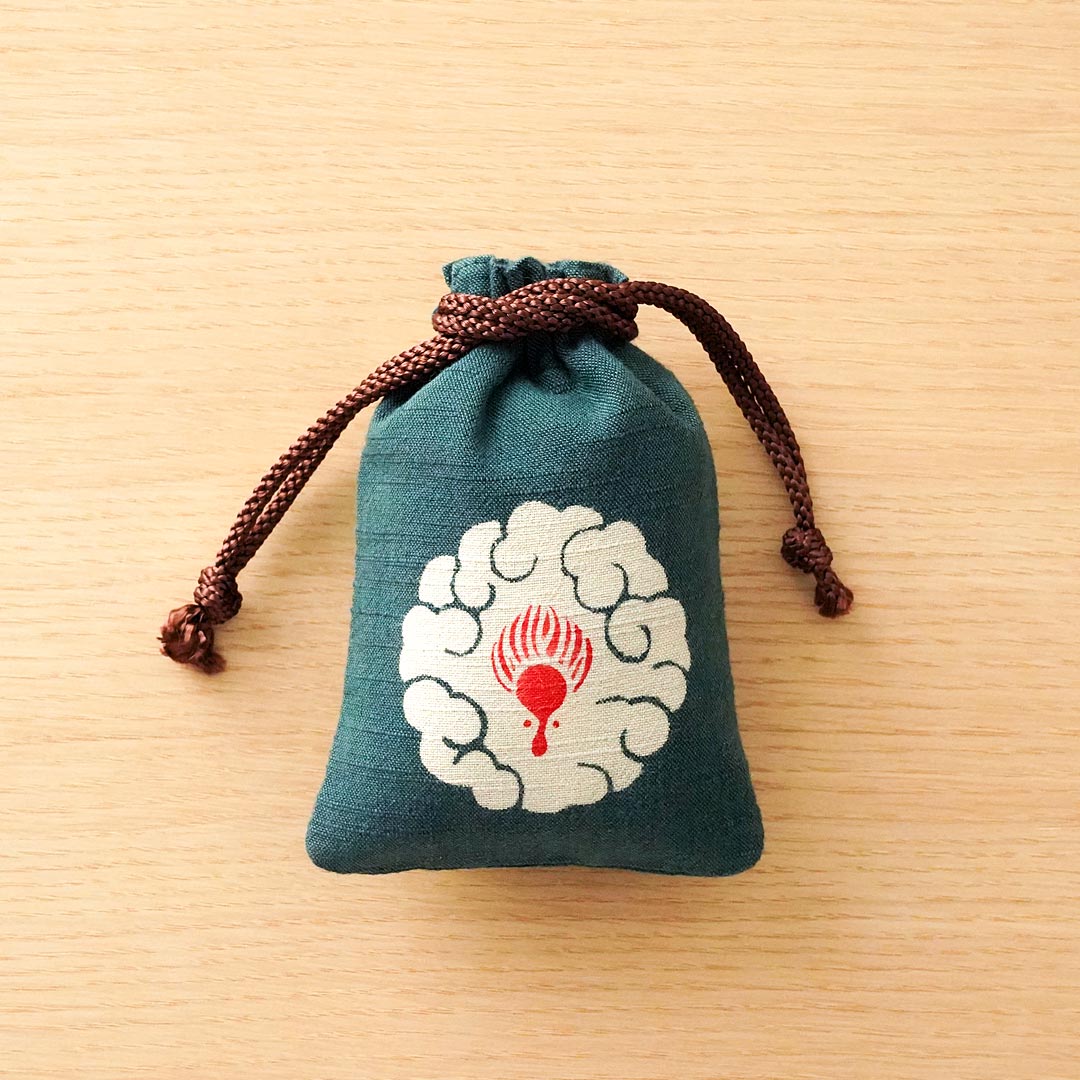 Katazome Small Talisman Bag with Dragon Design | Japanese Traditional Drawstring Pouch | Handmade Craft Bag for Good Luck Charm, Jewelry & Travel Essentials