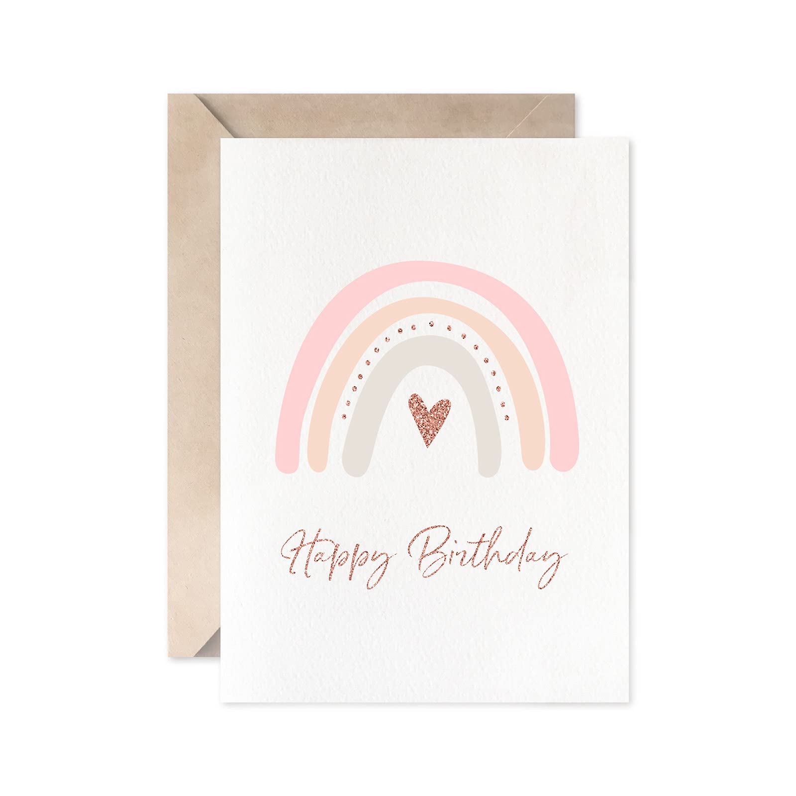 Rainbow Boho Birthday Card for Women - Rose Gold Design for Parties & Gifts
