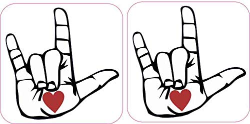 ASL I Love You Heart Hand Vinyl Stickers - 2 Pack (2.5x2.5 Inch) - Waterproof Decals for Laptops, Cars, Tumblers & DIY Crafts