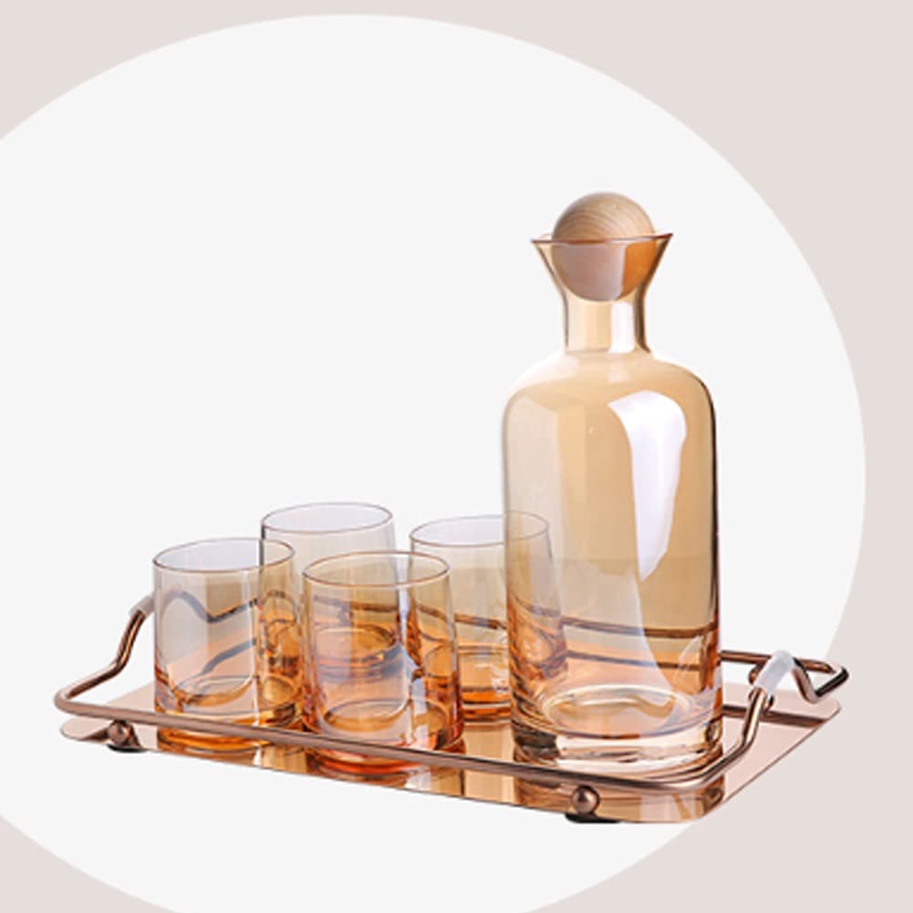 Premium Glass Juice Pitcher with Lid & Handle - 1.5L Nordic Style Cold Brew Tea Pitcher, Large Capacity Transparent Water Bottle for Home/Office, Heat-Resistant Glass Iced Tea Maker (Amber) - Perfect for Iced Tea, Lemon Water, Infused Drinks & Party Serving