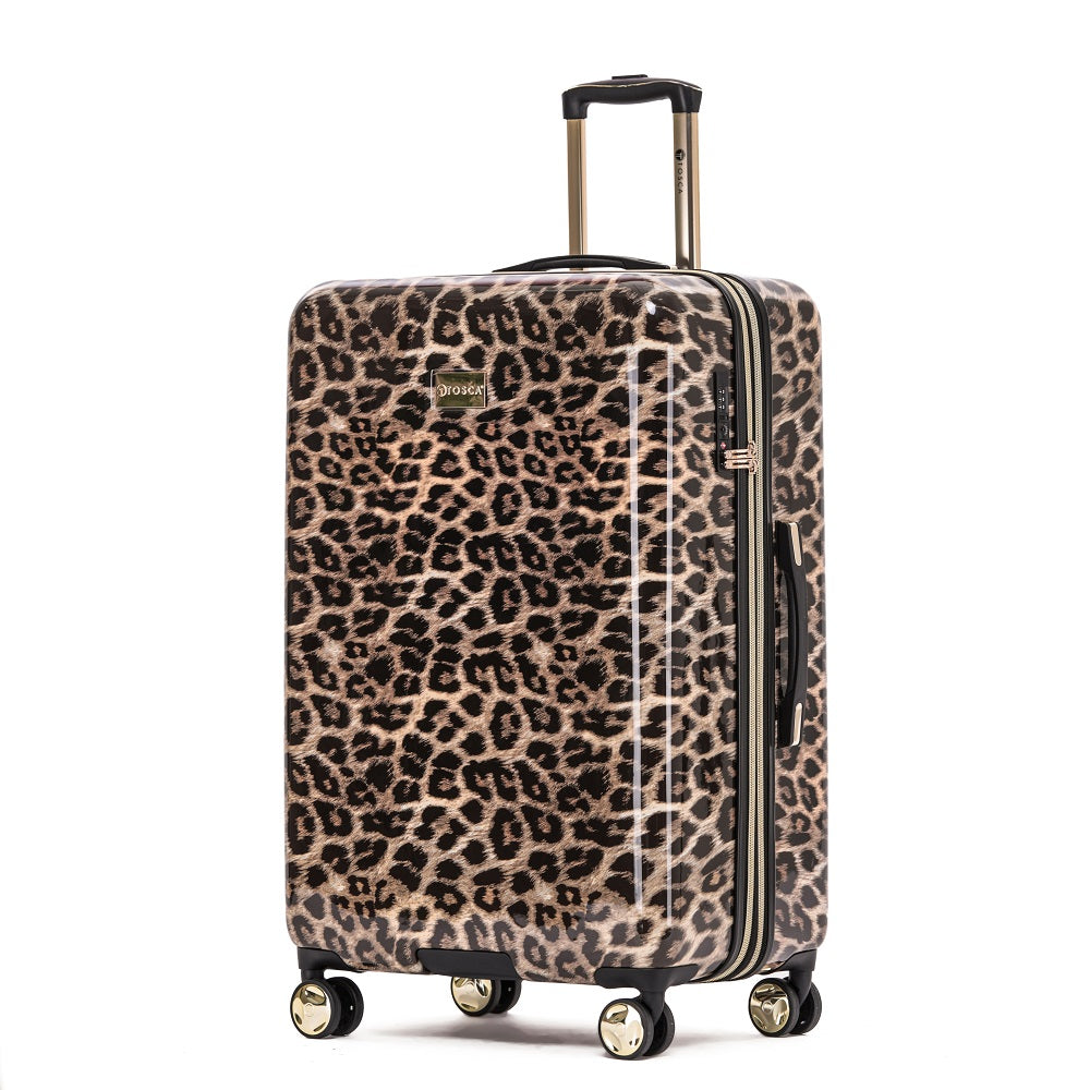 Tosca 29-Inch Large 4-Wheel Hard Shell Suitcase - Leopard Print Luggage for Travel, Business Trips & Vacation Packing