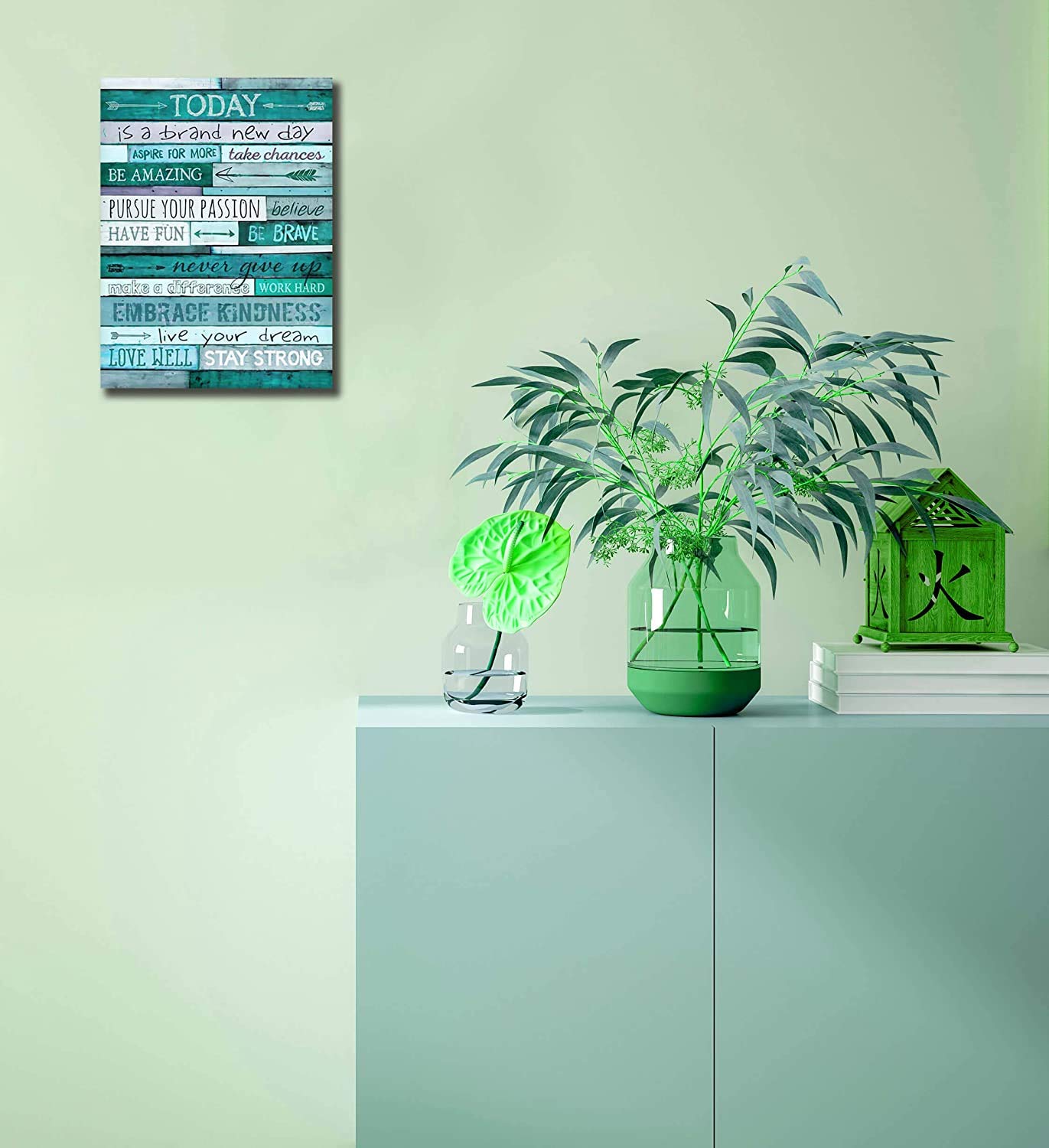 Inspirational Wall Art with Motivational Quotes - Teal Framed Office & Bedroom Decor - 8x10 Inch Home Word Artwork - Perfect for Living Room, Study & Workspace Decor