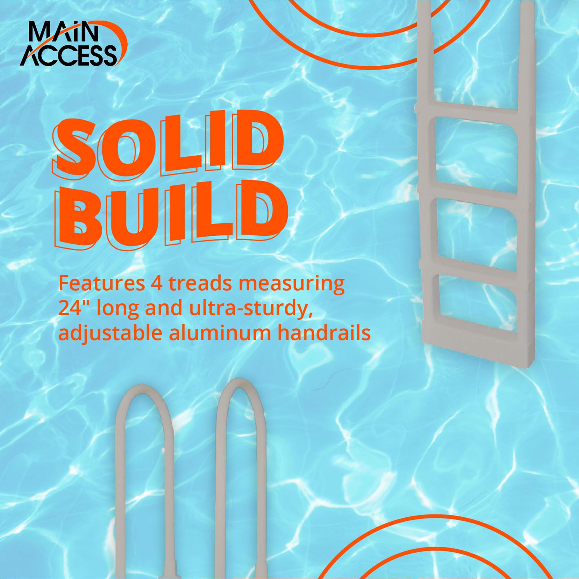 36 x 36 Inch Large Pool Step Ladder Guard Mat with Adjustable 54 Inch ProSeries - Safety Cover for Above Ground Swimming Pool Ladders | Perfect for Backyard, Inground & Outdoor Pools