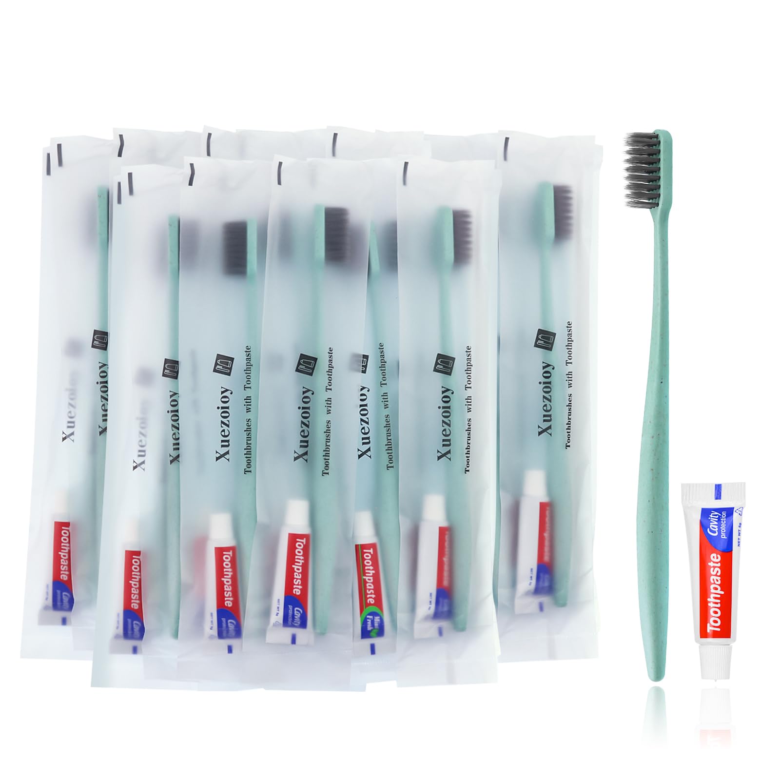 100 Pack Eco-Friendly Disposable Toothbrushes with Toothpaste - Individually Wrapped Travel Toothbrush Kit for Adults | Bulk Dental Care Supplies for Travel, Hotels, Nursing Homes, Homeless Shelters & Charity Donations