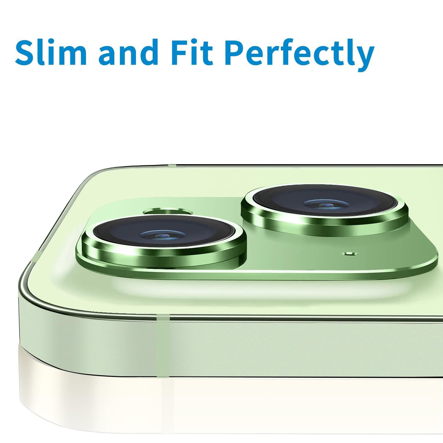 iPhone 15 & iPhone 15 Plus Camera Lens Protector - Tempered Glass, Anti-Scratch, Shockproof Full Coverage - Case Friendly Green Lens Cover for Outdoor Photography & Travel Protection