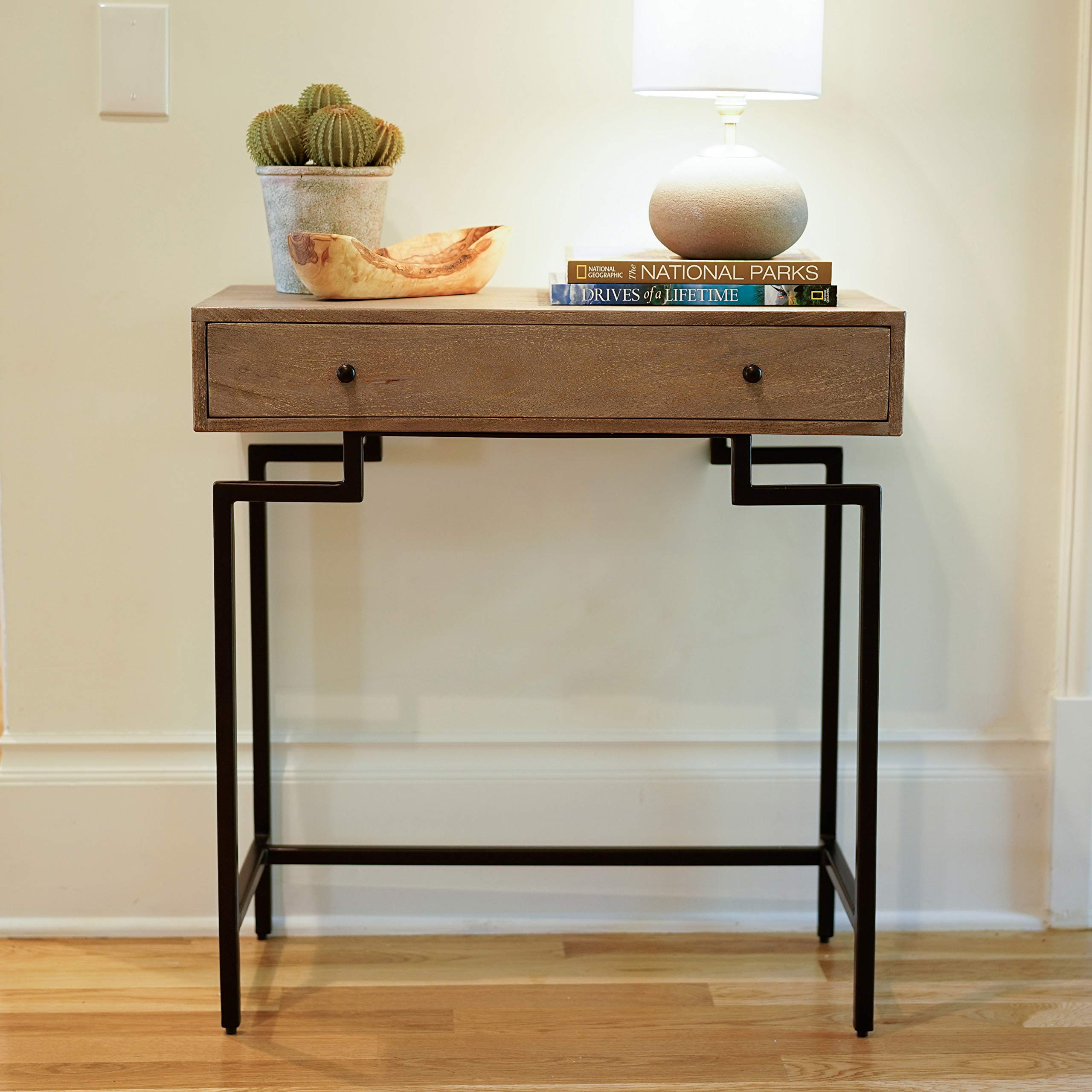 Posh Pollen Cambridge Writing Desk - Modern Grey Office Furniture & Console Table for Home Office, Study, or Living Room Workspace