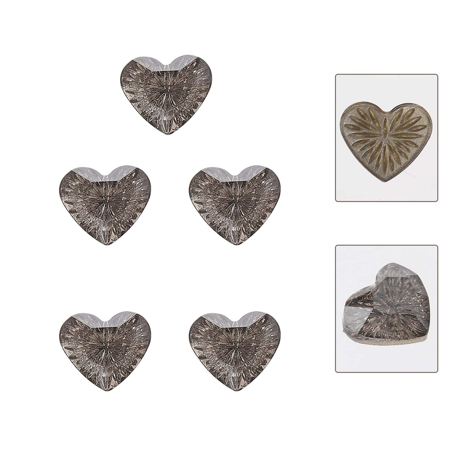 Beaupretty 5pcs Heart Shaped Nail Art Studs - Shiny DIY Nail Charms for Manicure, Nail Art Design - Perfect for Birthday Parties, Daily Wear & Nail Decoration