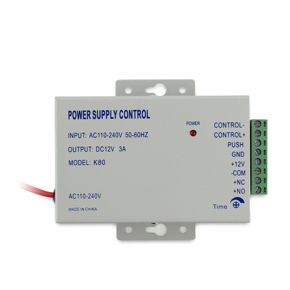 MENGQI-CONTROL Professional Power Supply Unit for Door Access Control System - 110~240V AC Input to 12V/3A DC Output - Ideal for Office Buildings, Smart Homes & Security Systems
