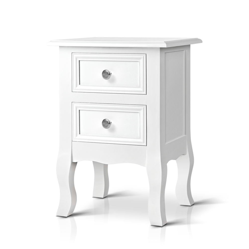 French Style Nightstand with Drawers - Bedside Storage Cabinet for Lamps, Books & Essentials | Perfect for Bedrooms, Living Rooms & Guest Rooms