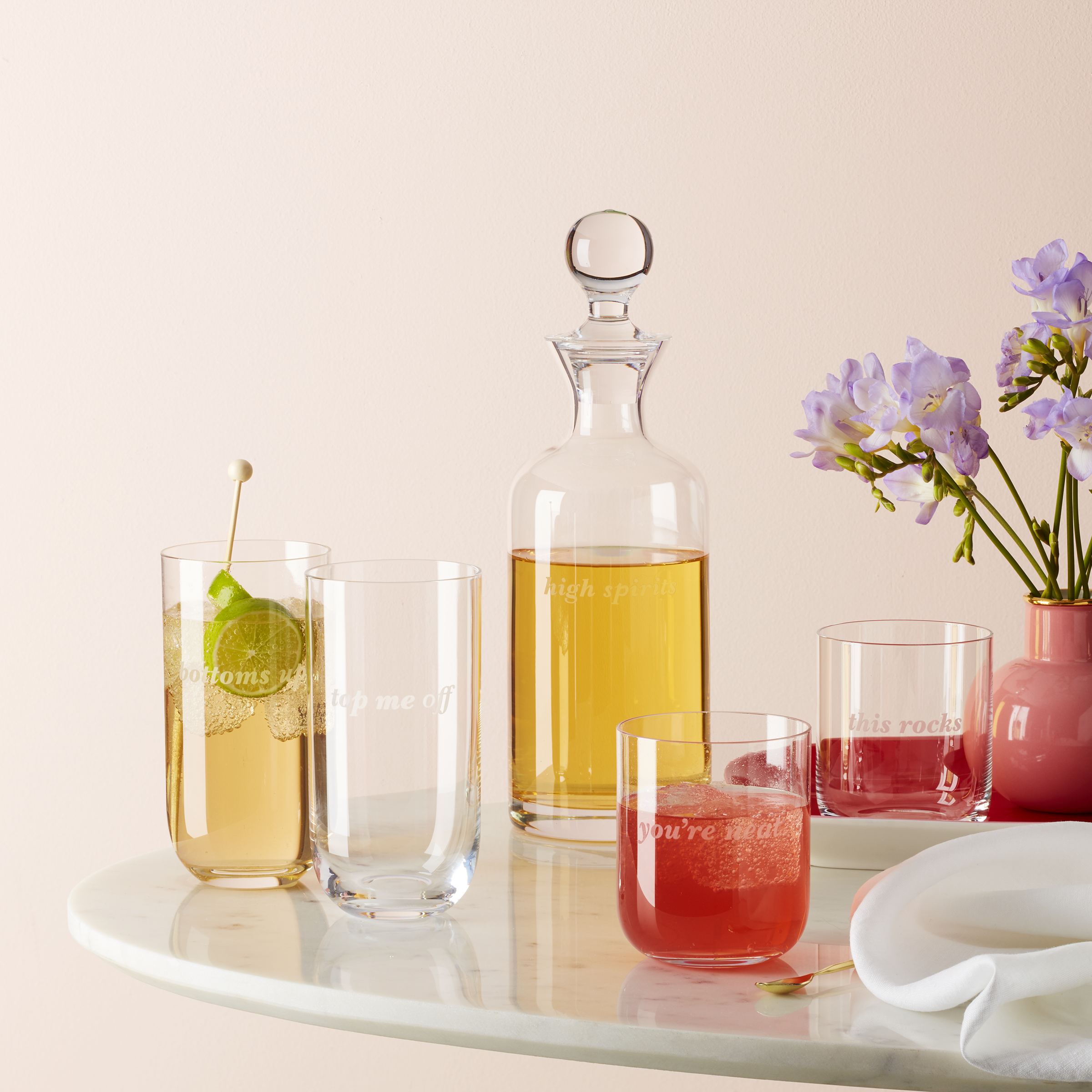 Bottoms Up & Top Me Off Highball Glasses Set of 2 - Premium Barware for Cocktails, Whiskey, and Iced Drinks - Perfect for Home Bars, Parties, and Entertaining
