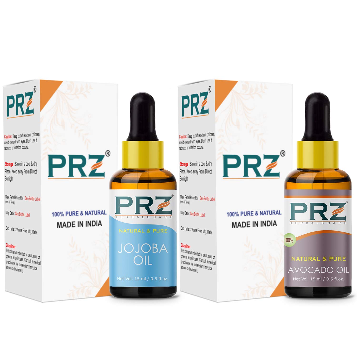 100% Pure Cold Pressed Jojoba & Avocado Carrier Oil Combo - Natural Therapeutic Grade for Aromatherapy, Massage, Skin & Hair Care (15ML Each) | Perfect for DIY Beauty Recipes, Essential Oil Blending & Spa Treatments