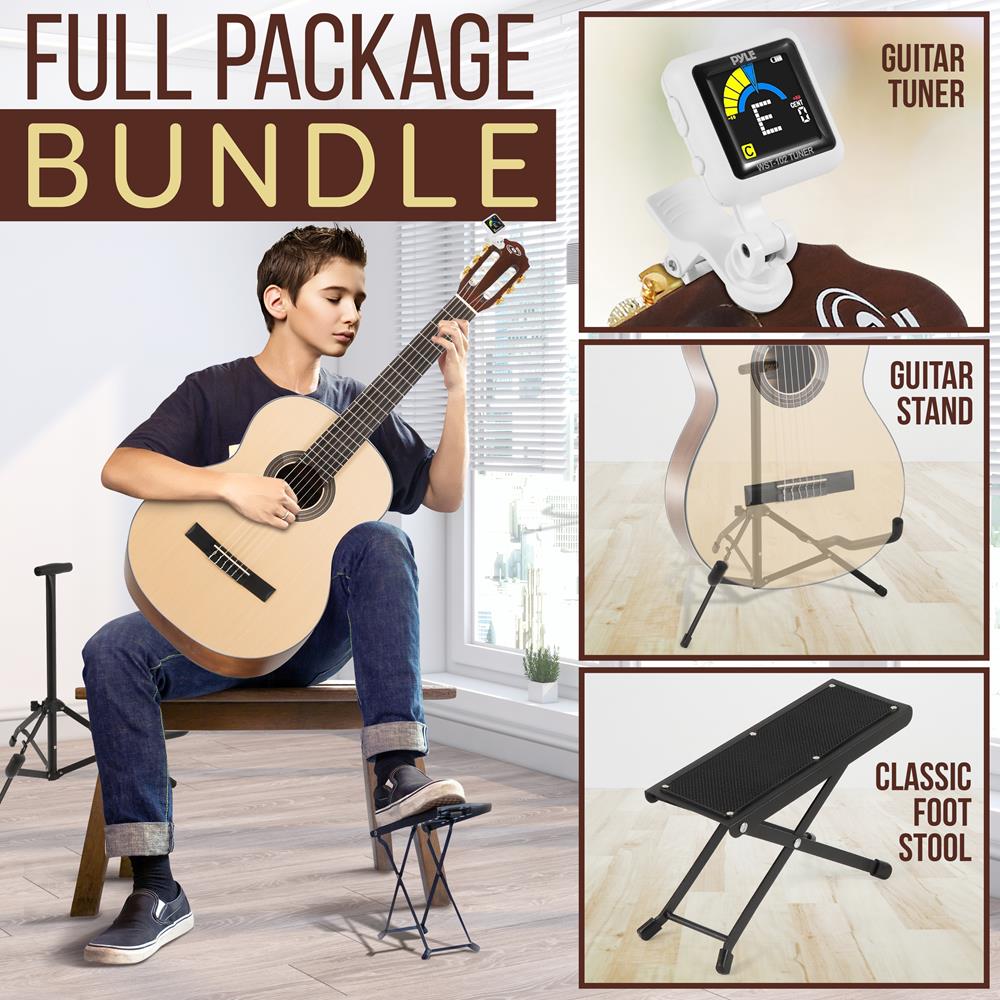 Complete Classic Acoustic Guitar Kit for Beginners - Includes Guitar, Tuner, Strap, Picks & Case - Perfect for Learning, Practice & Home Performances