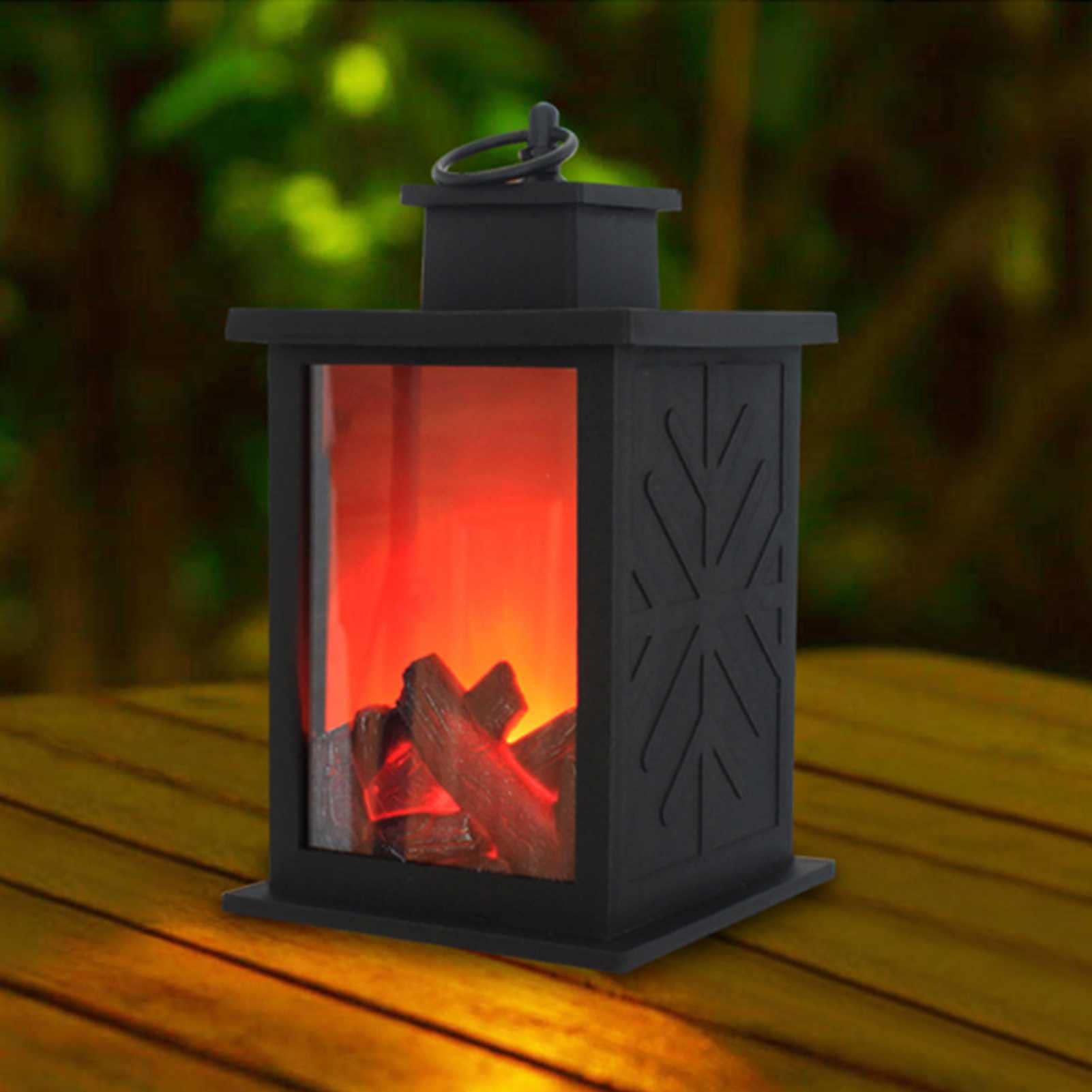 Ylight Fireplace Lamp - LED Simulation Flame Effect Log Rectangle Fireplace Lantern with 6-Hour Timer, Battery Powered Indoor/Outdoor Decor (2 Pack) - Perfect for Home, Patio, Party, Wedding and Holiday Decoration
