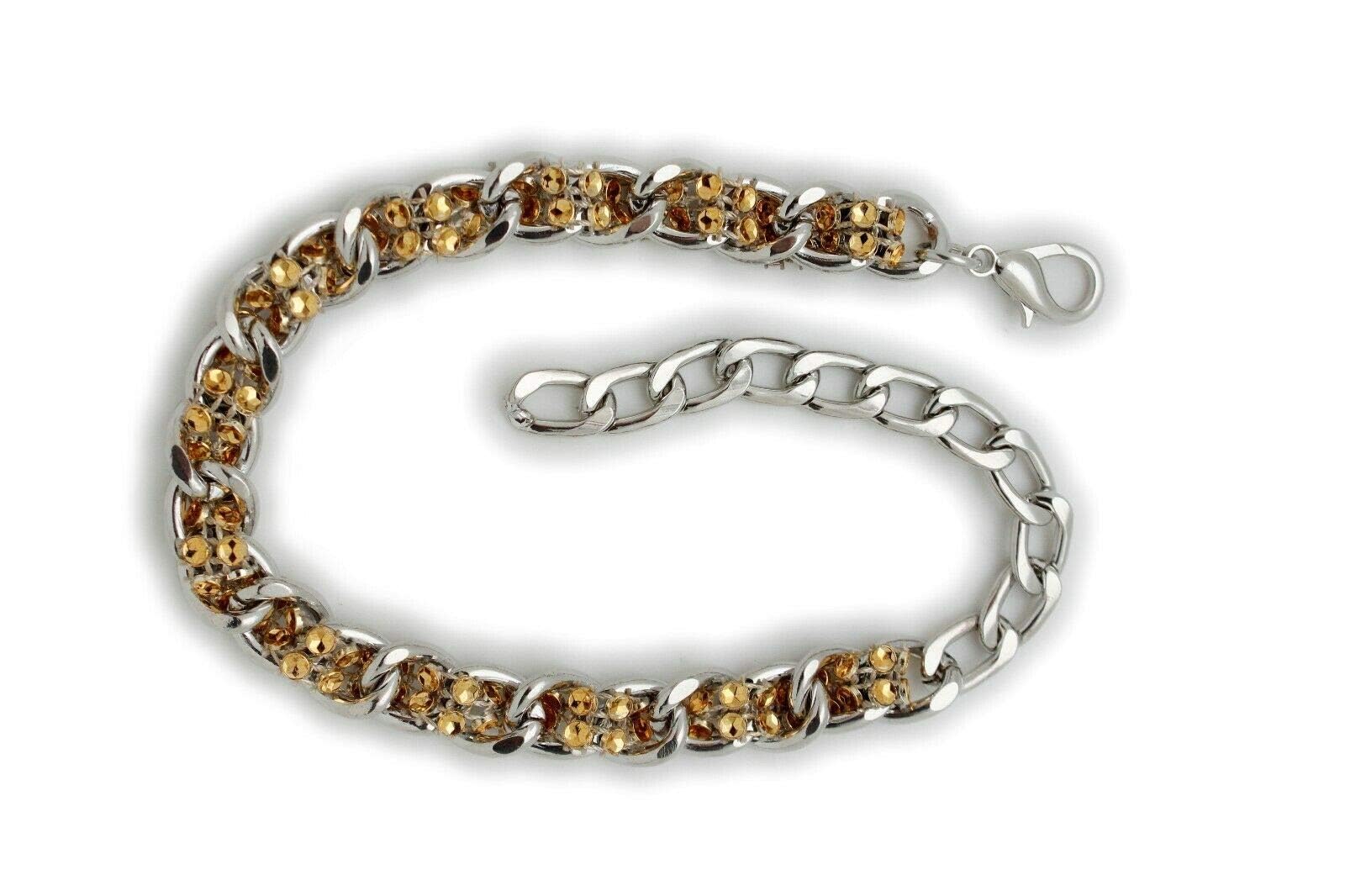 Western Silver Boot Bracelet for Women - Metal Chain Ankle Jewelry with Gold Mesh Beads - Chunky Statement Bangle Shoe Charm - Perfect for Cowgirl Outfits, Country Concerts & Boho Fashion