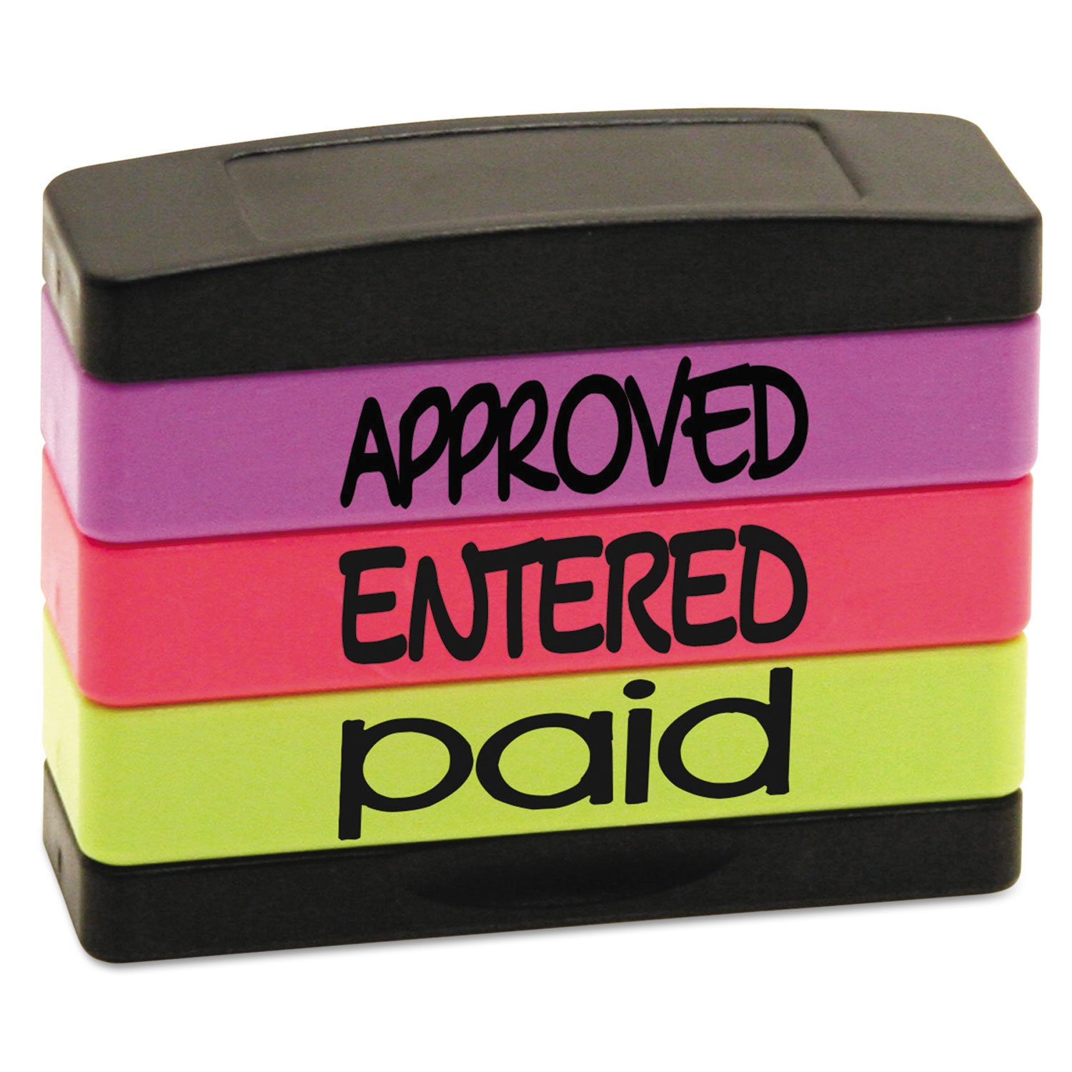 Stack Stamp Pre-Inked Triple Message Stamp - Approved, Entered, Paid (8802) | Self-Inking Office Stamp for Documents, Invoices & Receipts | Perfect for Small Business, Accounting & Legal Paperwork