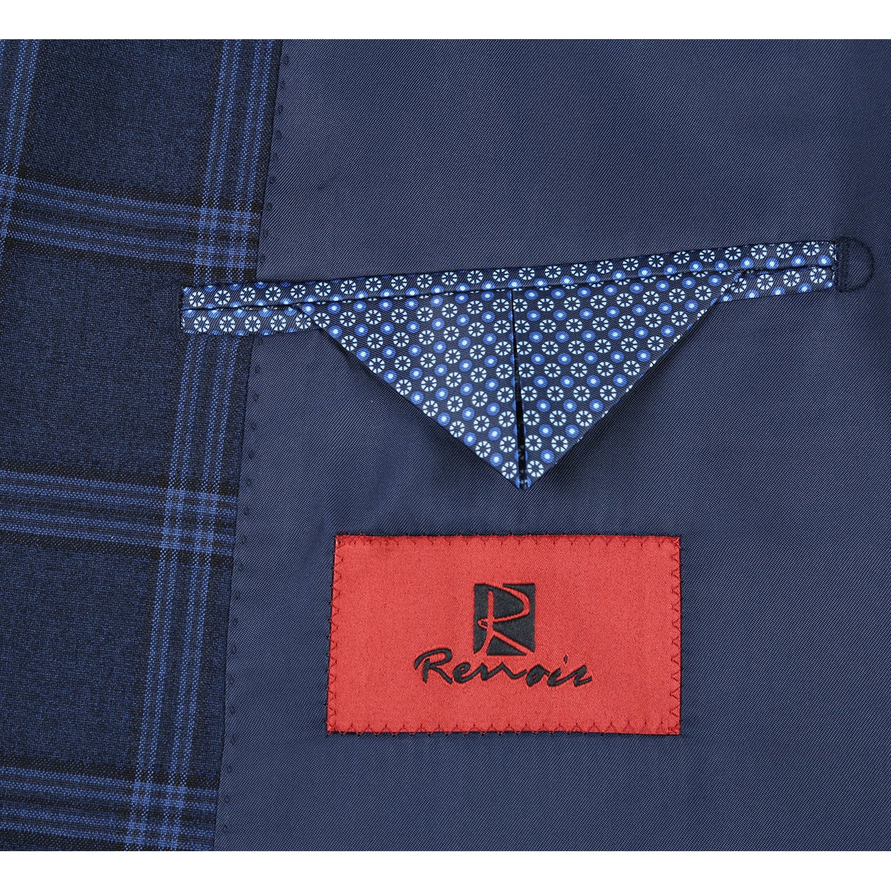 Renoir Alessandro Vitello Slim Fit Checked Navy Suit | Premium Men's Business Attire | Perfect for Office Meetings, Weddings & Formal Events