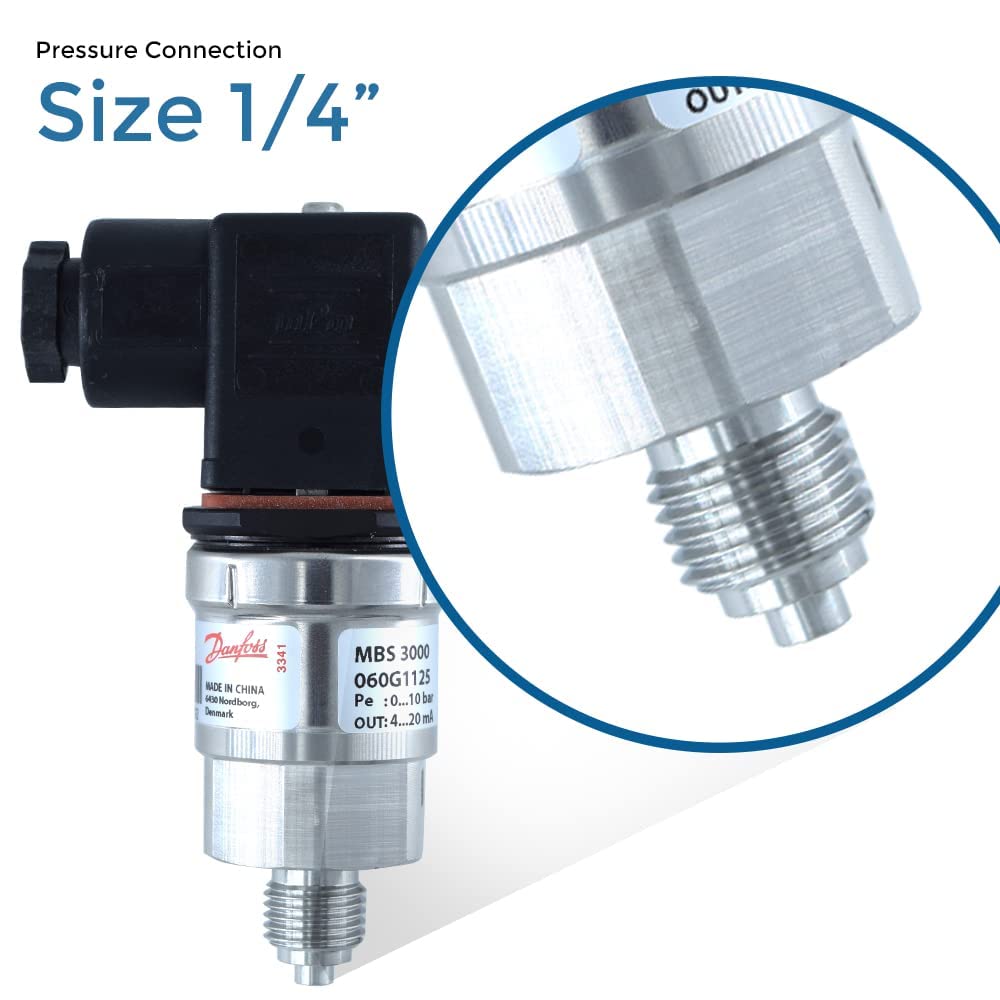 MBS 3000 Heavy Duty Pressure Transmitter Transducer 0-6 Bar Range, G 1/4 Thread, 4-20mA Output - Industrial Hydraulic Systems, HVAC Monitoring, Water Treatment & Process Control Applications