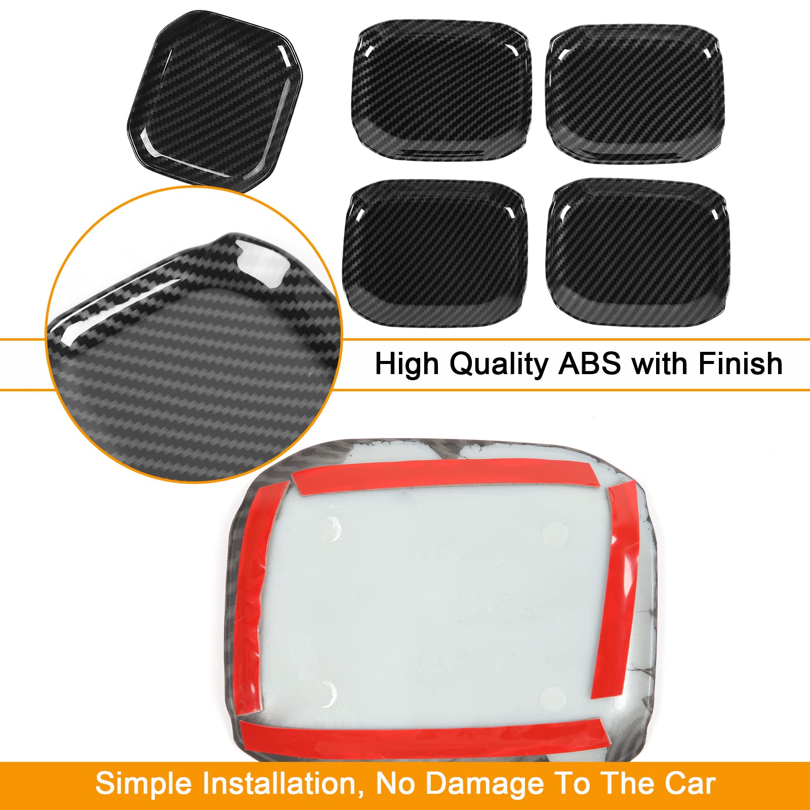 Hoolcar Carbon Fiber Door Handle Bowl Trims for 2018-2021 Jeep Wrangler JL & JLU - 5PC Exterior Accessories Kit - Upgrade & Protect Your Vehicle's Style for Off-Road Adventures
