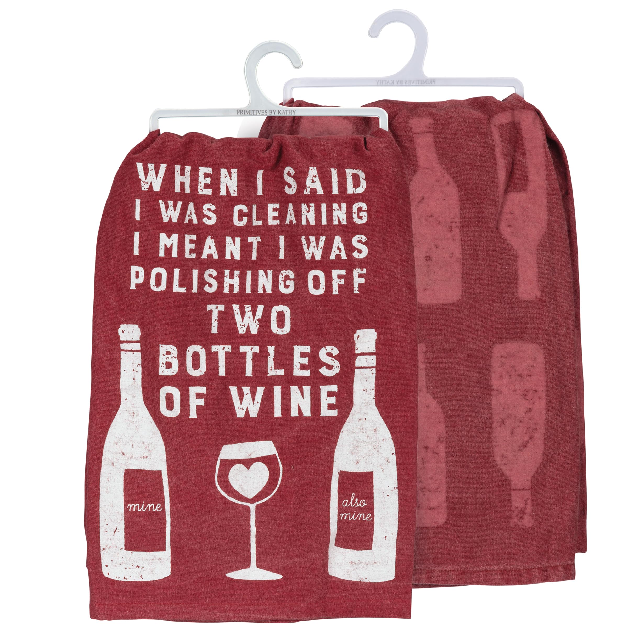 Primitives by Kathy Kitchen Towel - Vintage Wine Themed Cotton Dish Towel for Drying Dishes & Glassware | Perfect for Wine Lovers, Kitchen Decor & Hostess Gifts