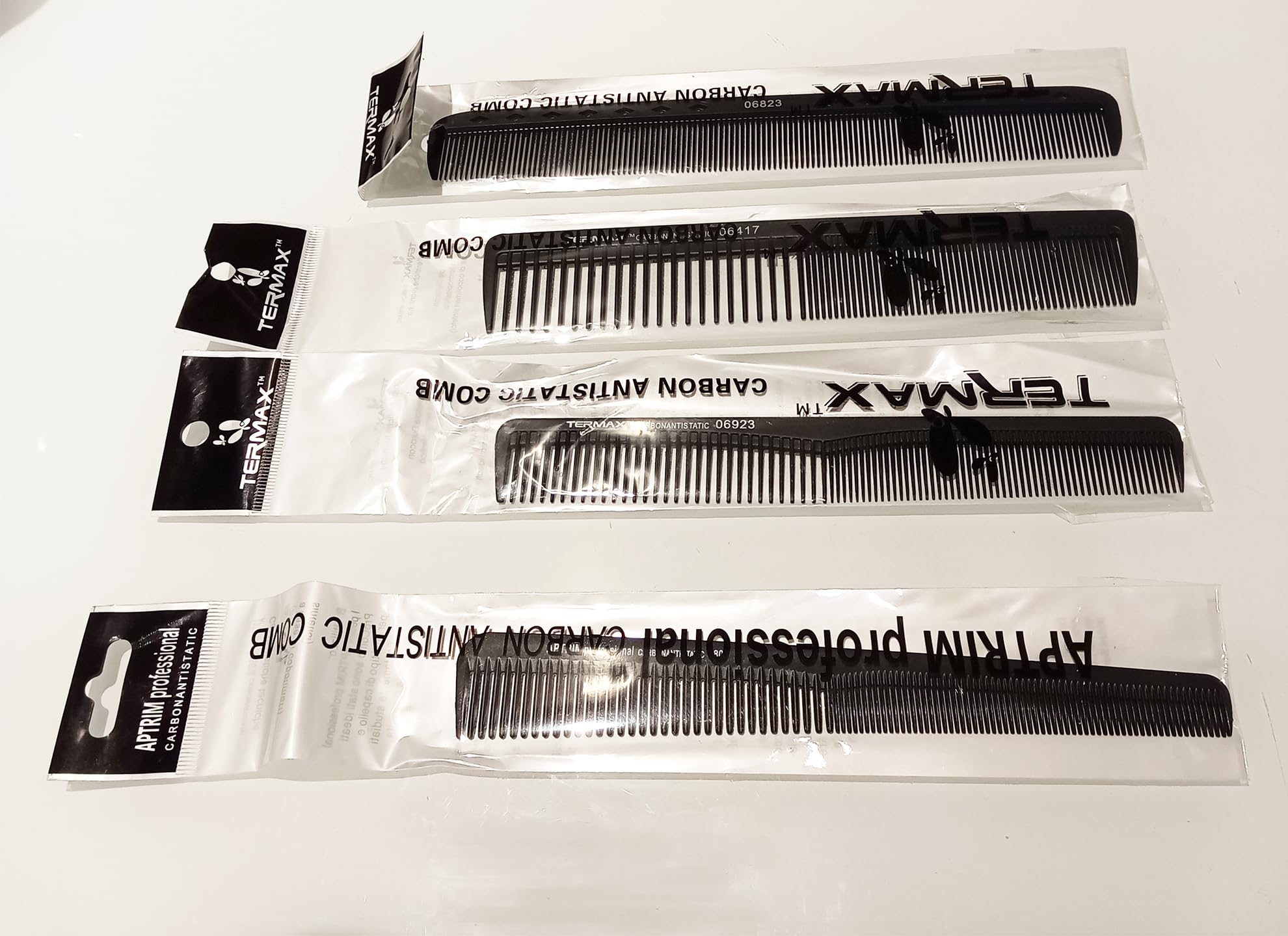 La Belleza 4-Pack Black Acrylic Hair Combs Set - Professional Hairdressing Comb & Bridal Hair Clips with Side Pins for Women & Girls - Perfect for Weddings, Parties & Everyday Styling (Black Acrylic Comb 1)