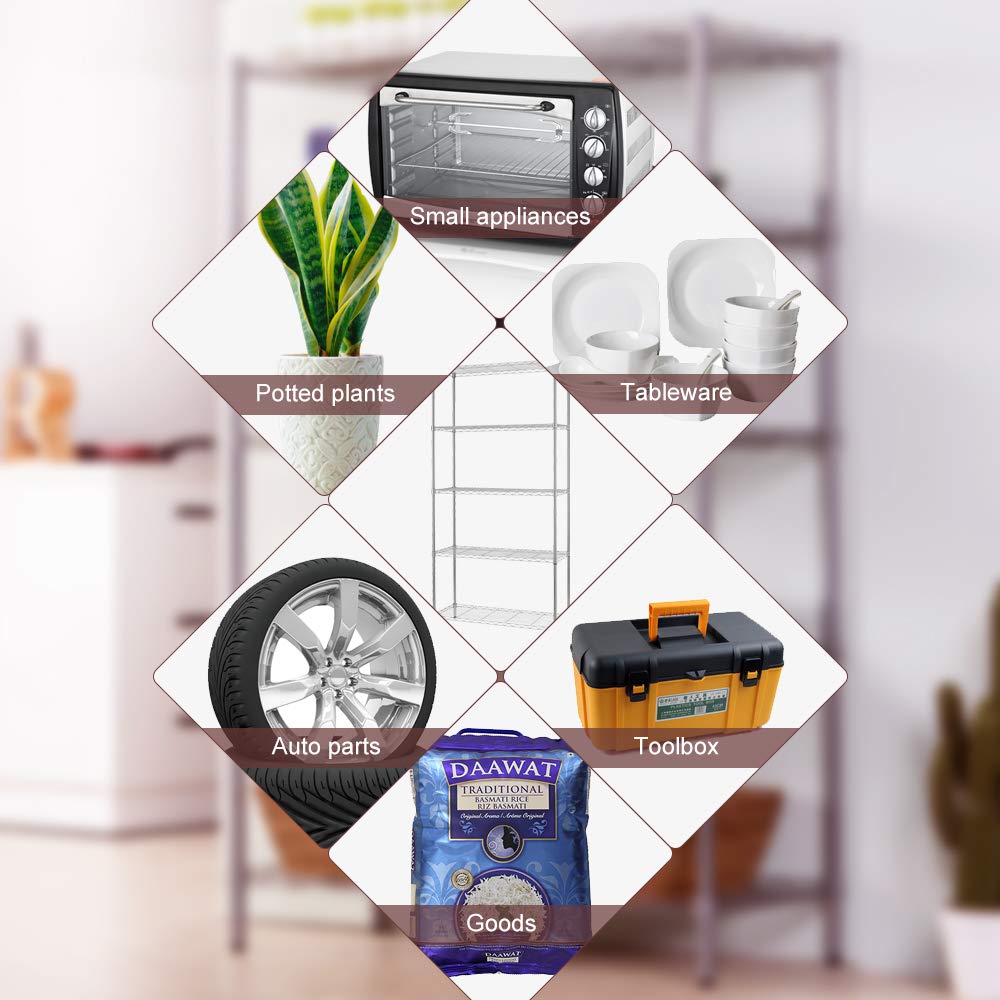 5-Tier Heavy Duty Wire Shelving Unit 72