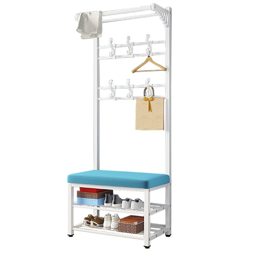 3-in-1 Freestanding Entryway Coat Rack with Shoe Bench - 2-Tier Shoe Storage, 10 Hooks & Top Shelf - Perfect for Hallway, Foyer & Mudroom Organization (Black, 100x30x175cm) - Space-Saving Solution for Coats, Shoes & Accessories