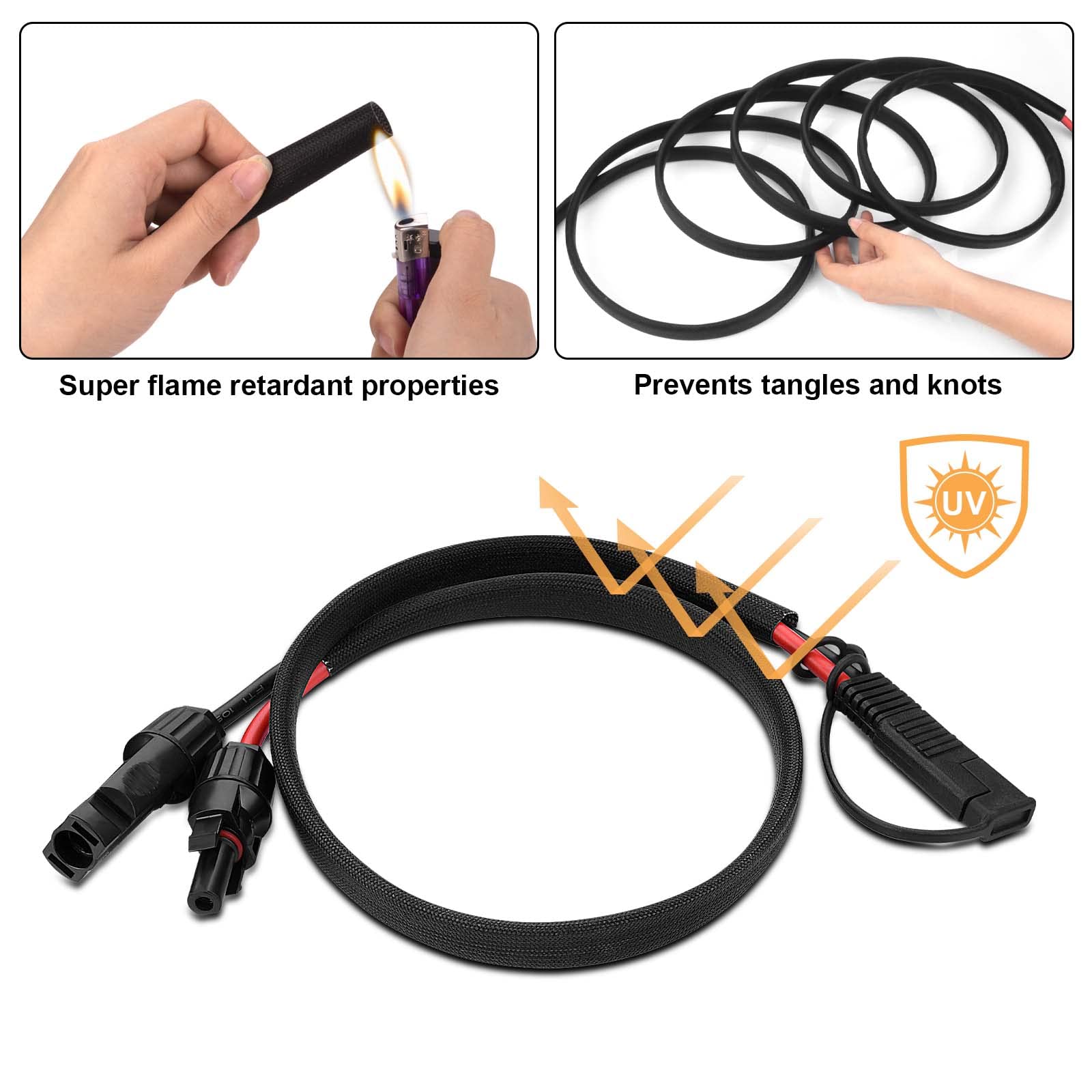 iGreely 10AWG Solar Panel Connector Cable - SAE to Male & Female PV Extension Wire for RV, Solar Battery Charger | Weatherproof DC Power Adapter with Polarity Reverse | Perfect for Off-Grid Power, Marine & Camping Applications