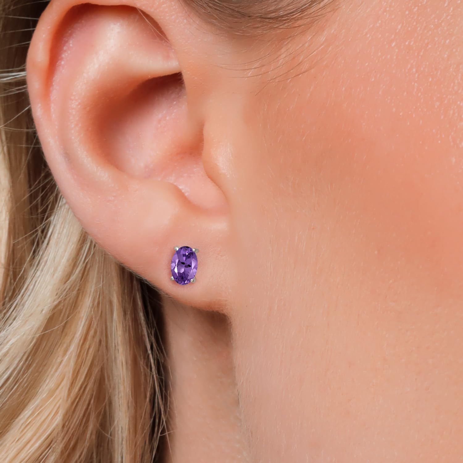 14K Gold Oval Gemstone Birthstone Stud Earrings for Women & Men | 6X4MM Oval Cut | Fine Jewelry Gifts for Her, Mom, Wife | Perfect for Everyday Wear, Birthday & Anniversary Gifts